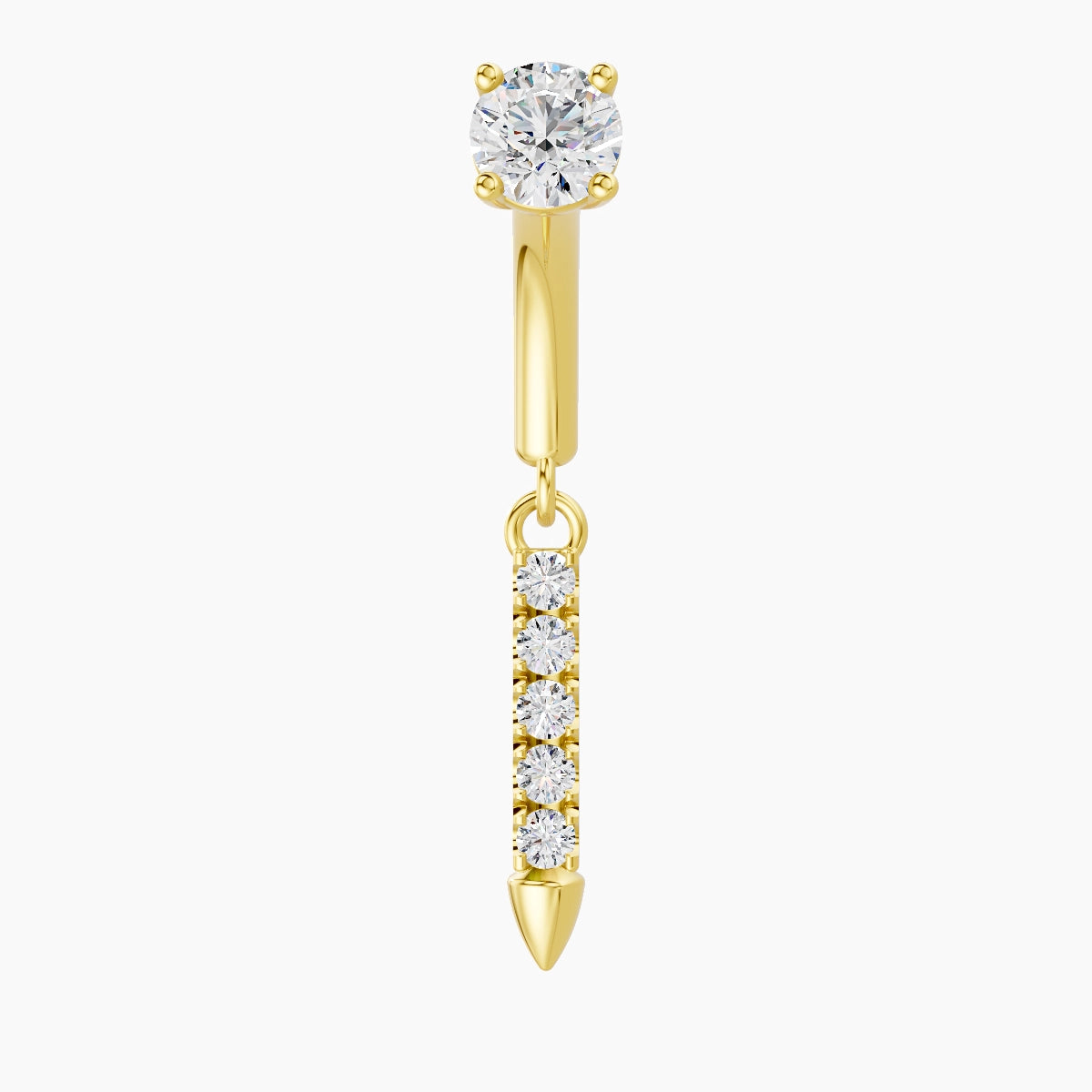 Xuan | Piercing Rook Spike Diamant Or Jaune 18k Hypoallergénique 6 mm