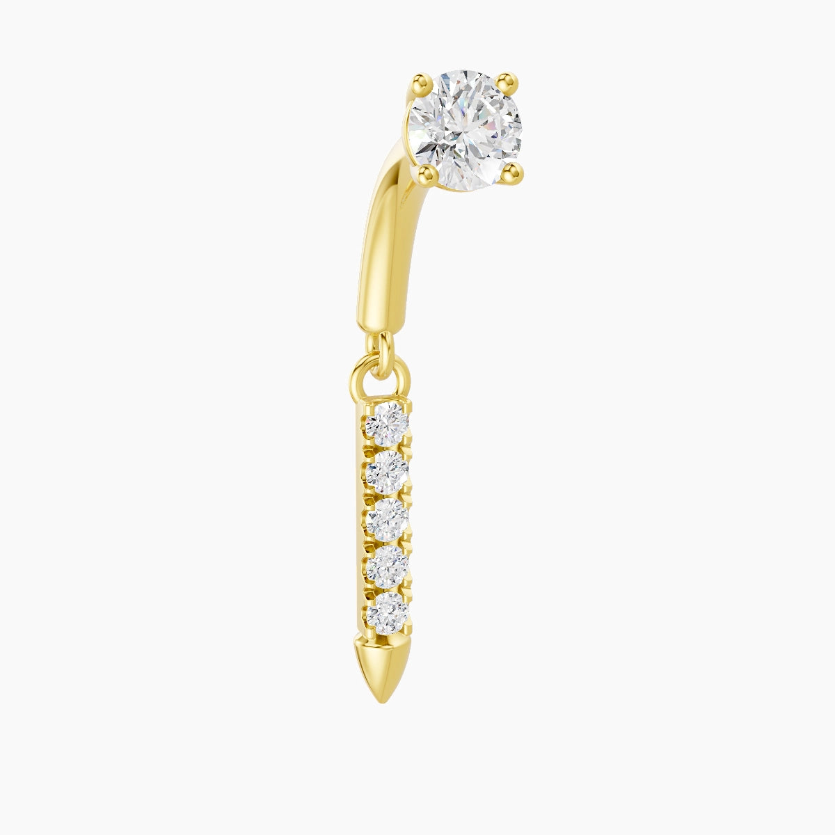 Xuan | Piercing Rook Spike Diamant Or Jaune 18k Hypoallergénique 6 mm