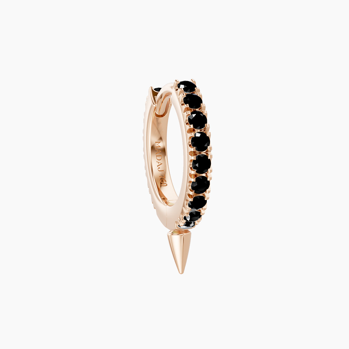 Xuan | 18k Rose Gold 6.5 mm Spike Black Diamond Hoop Piercing