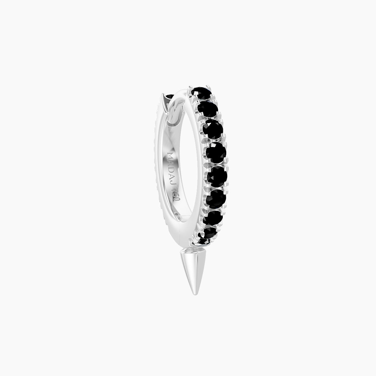 Xuan | 18k White Gold 6.5 mm Spike Black Diamond Hoop Piercing