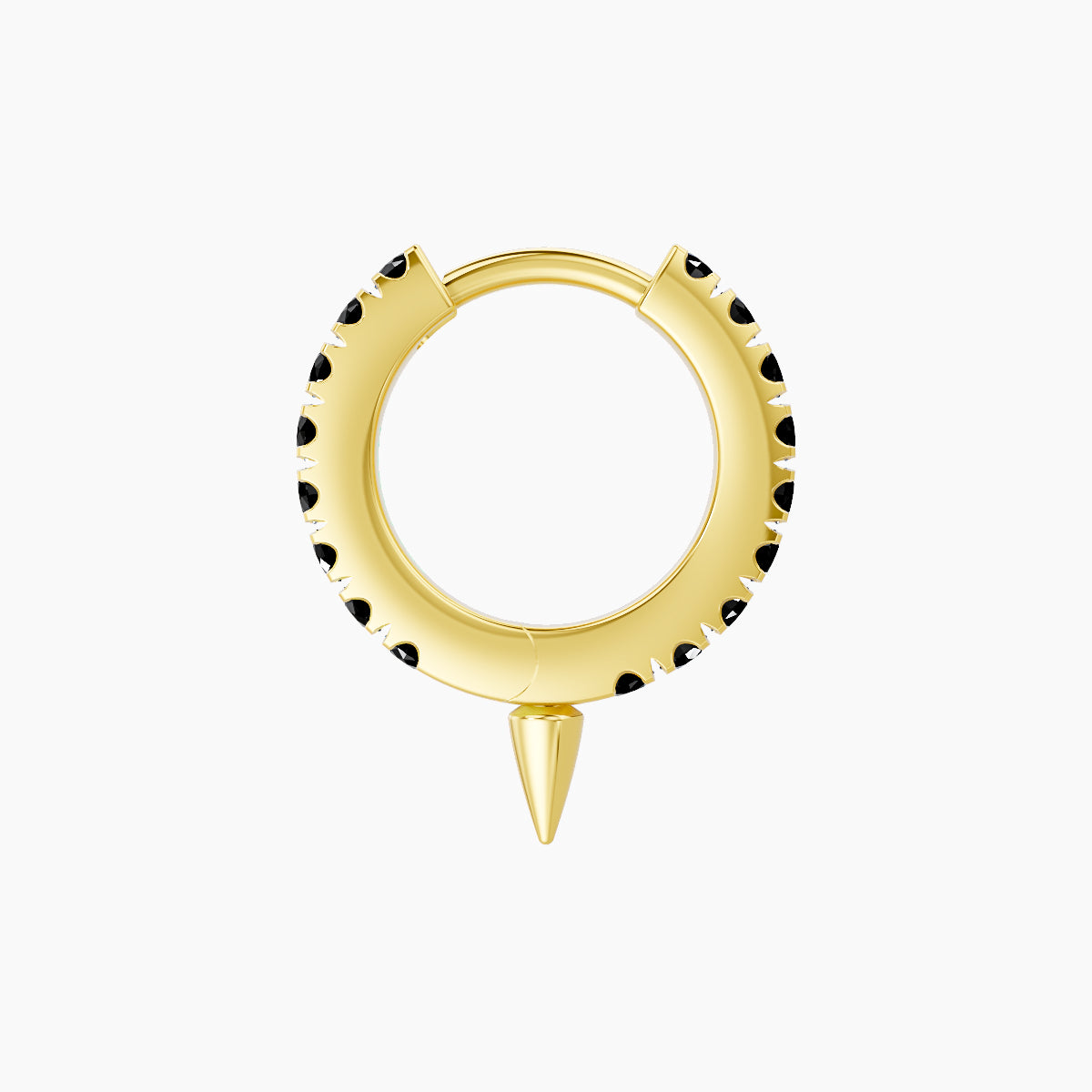 Xuan | 18k Yellow Gold 6.5 mm Spike Black Diamond Hoop Piercing