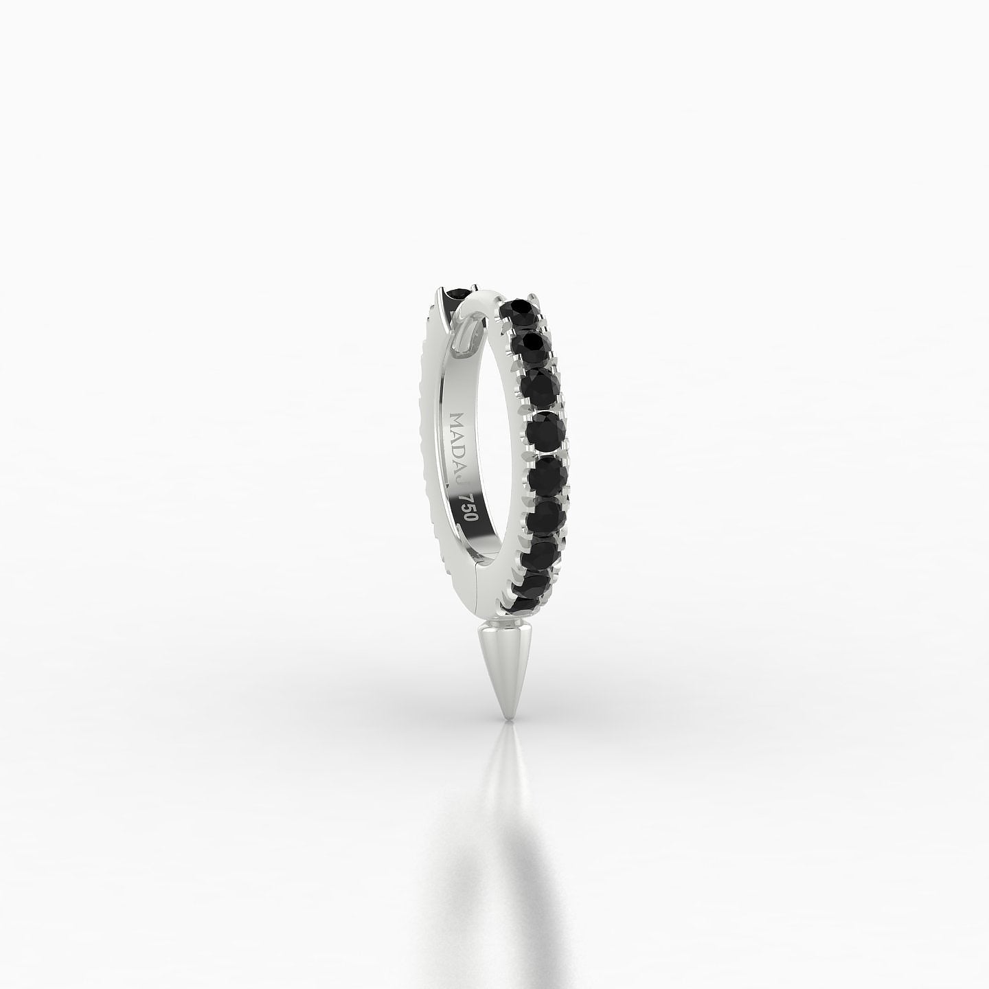 Xuan | 18k White Gold 6.5 mm Spike Black Diamond Hoop Piercing