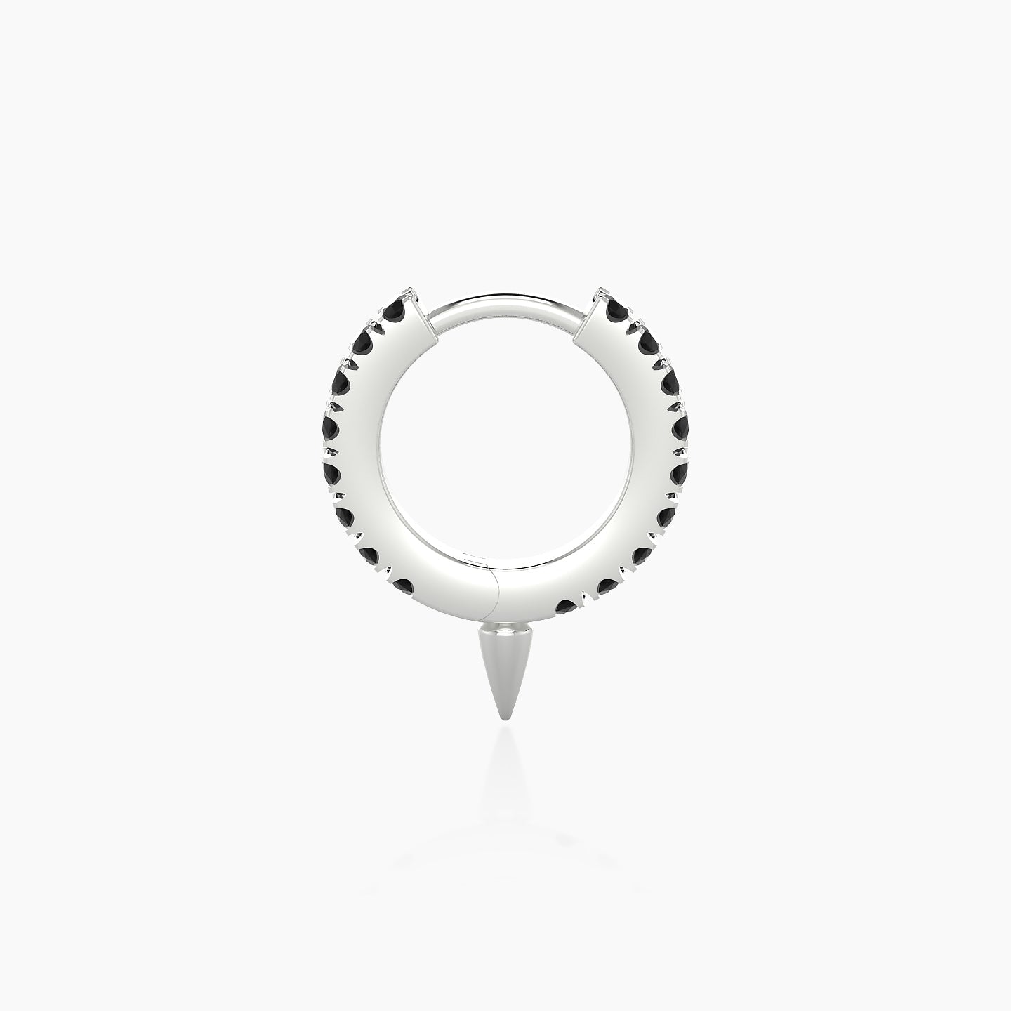 Xuan | 18k White Gold 6.5 mm Spike Black Diamond Hoop Piercing