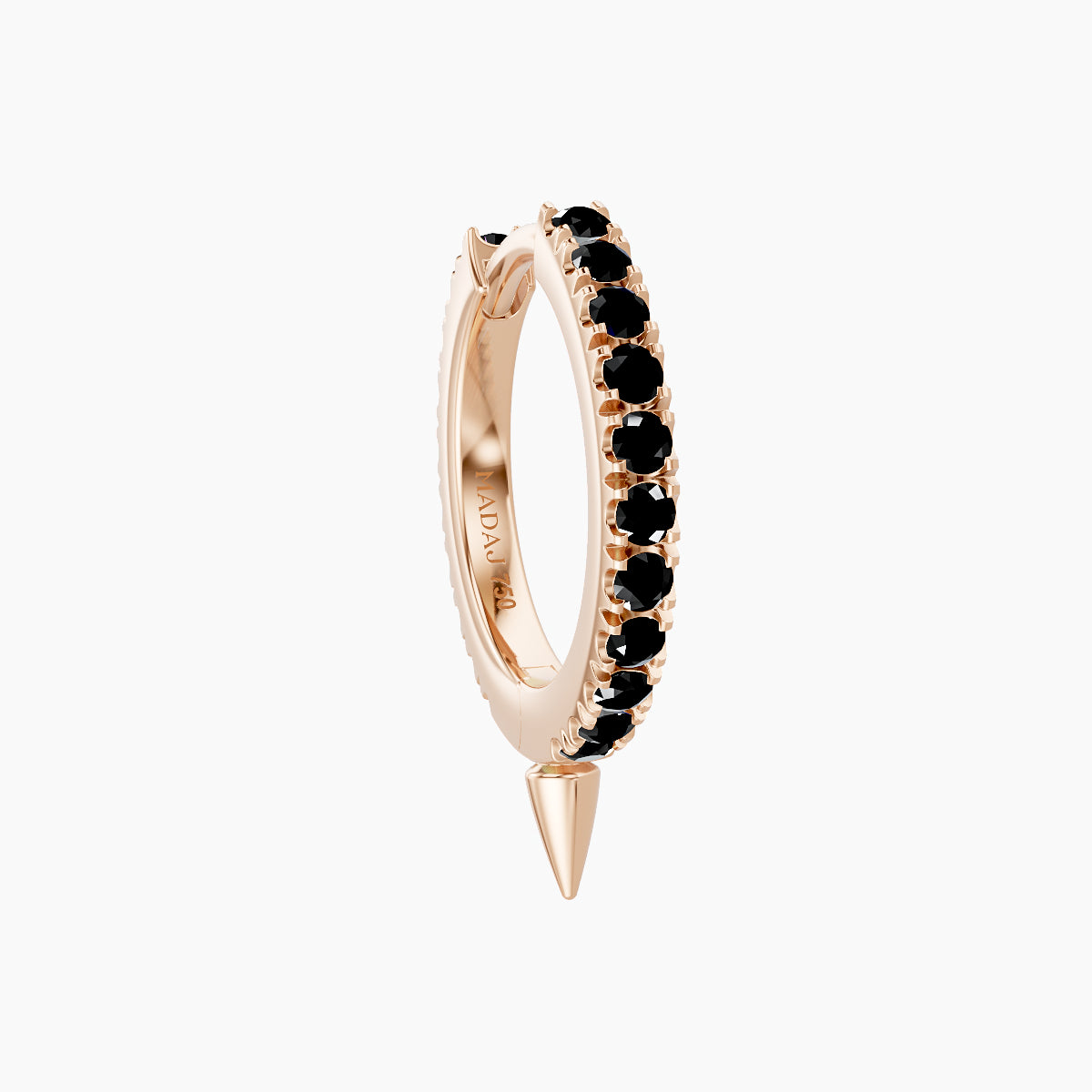 Xuan | 18k Rose Gold 8 mm Spike Black Diamond Hoop Piercing