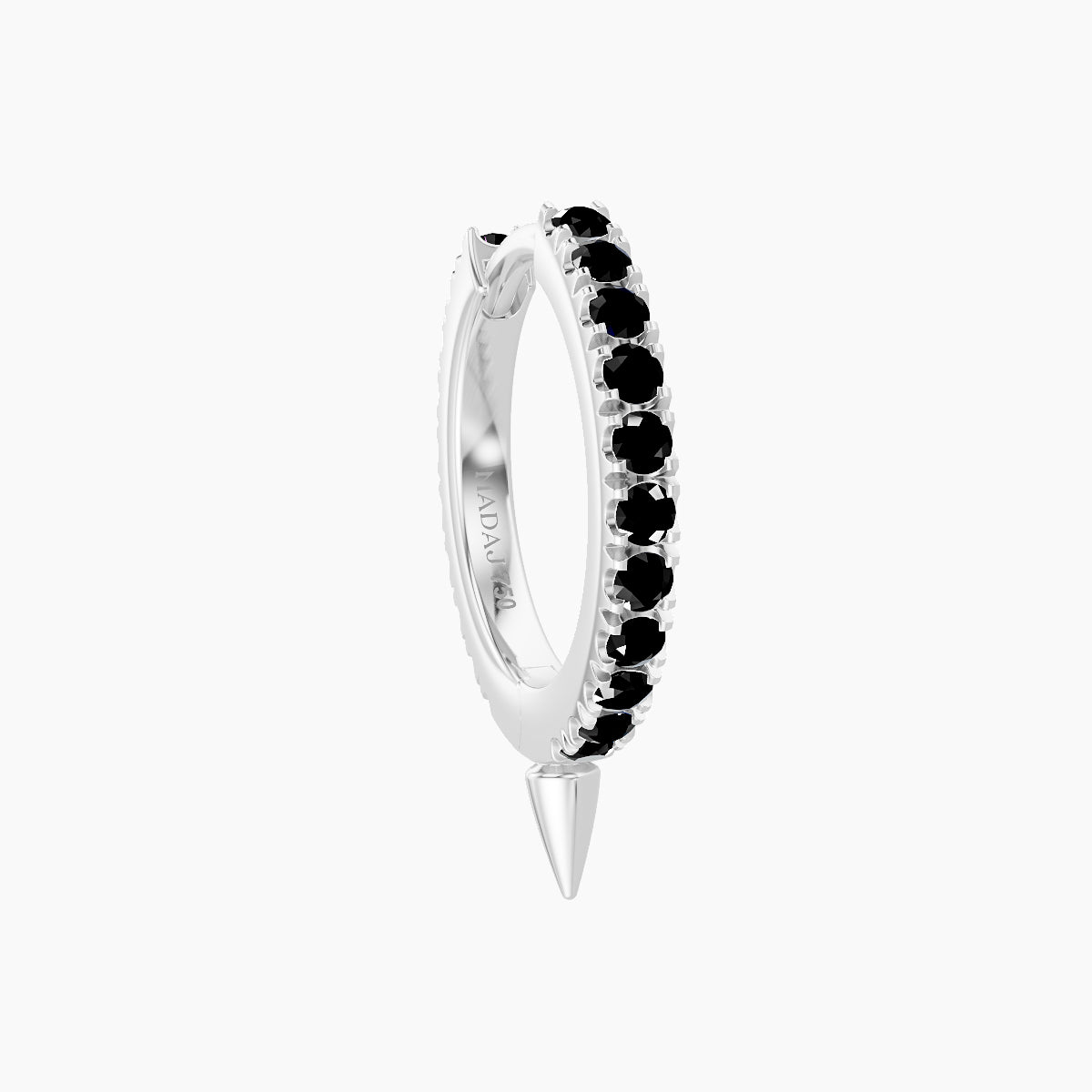 Xuan | 18k White Gold 8 mm Spike Black Diamond Hoop Piercing
