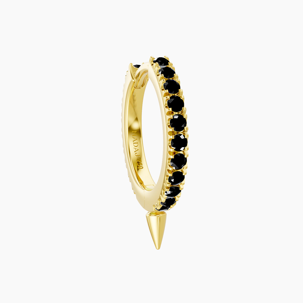 Xuan | 18k Yellow Gold 8 mm Spike Black Diamond Hoop Piercing