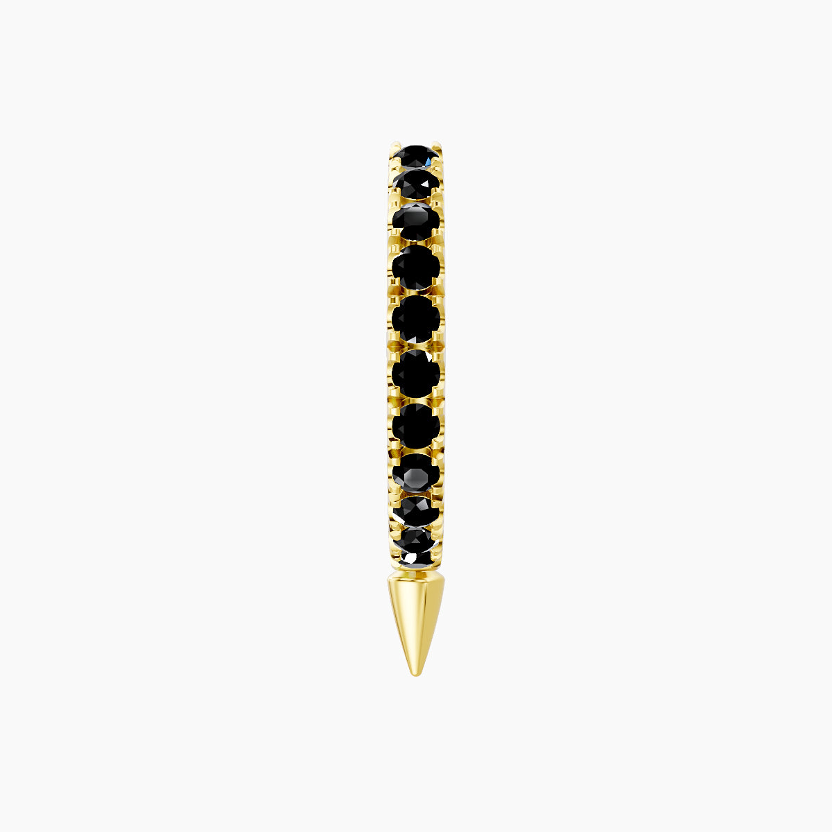 Xuan | 18k Yellow Gold 8 mm Spike Black Diamond Hoop Piercing