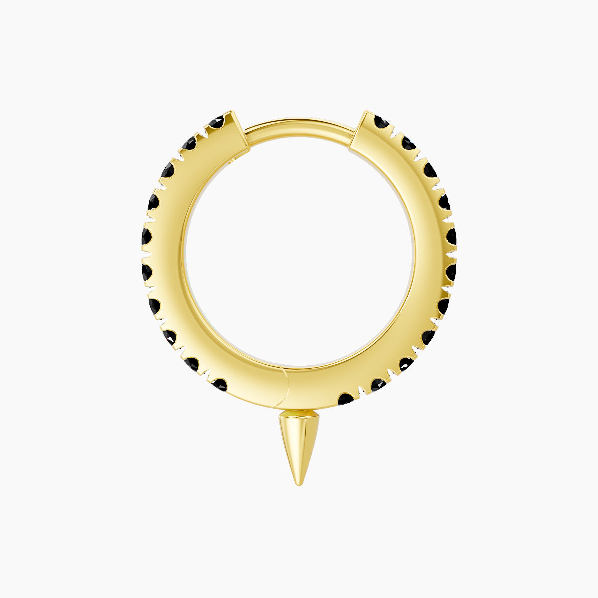 Xuan | 18k Yellow Gold 8 mm Spike Black Diamond Hoop Piercing
