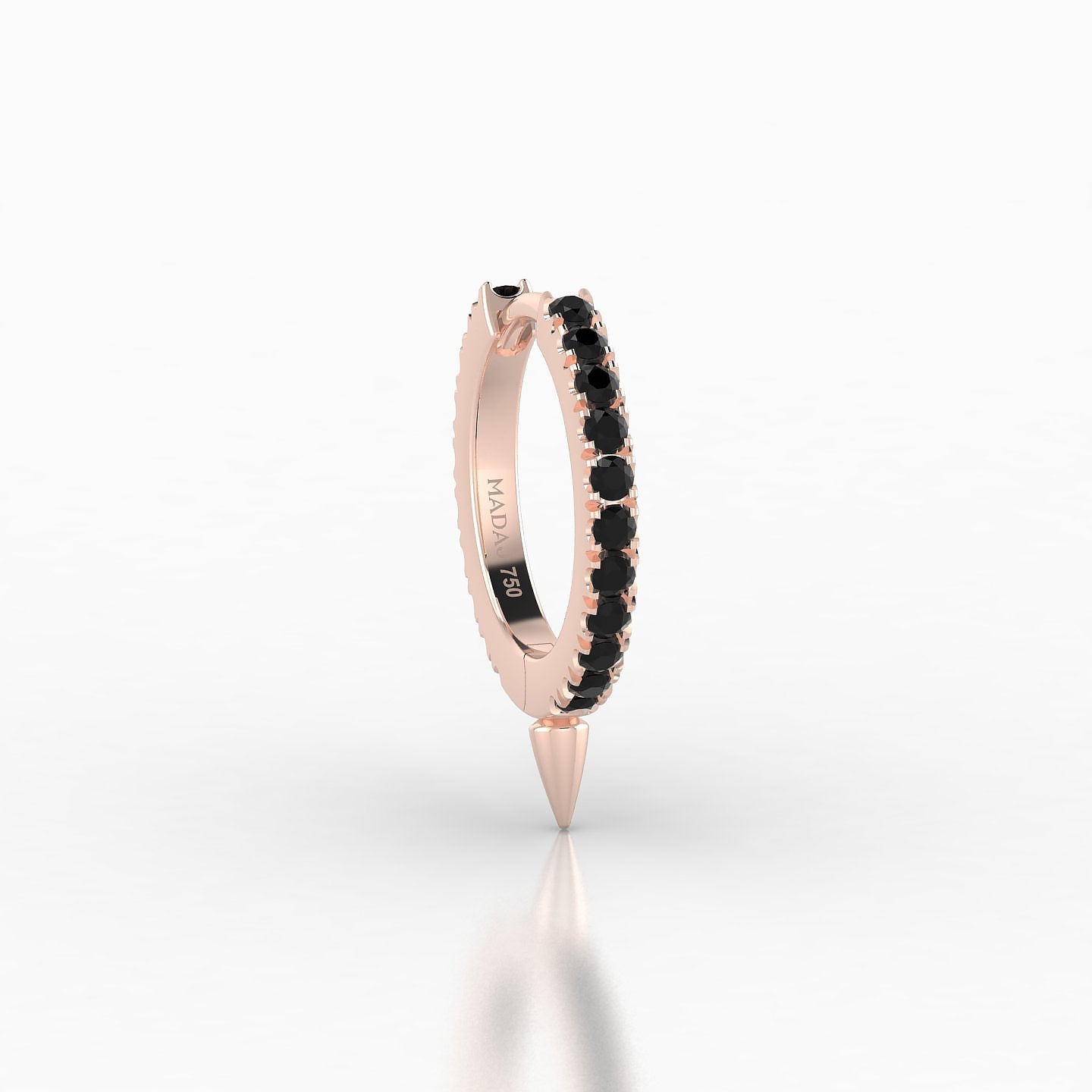 Xuan | 18k Rose Gold 8 mm Spike Black Diamond Hoop Piercing