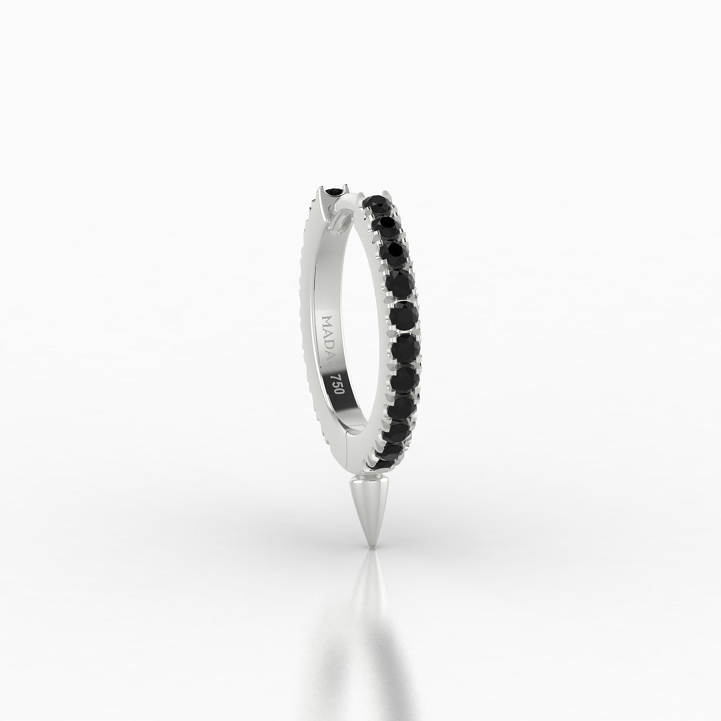 Xuan | 18k White Gold 8 mm Spike Black Diamond Hoop Piercing