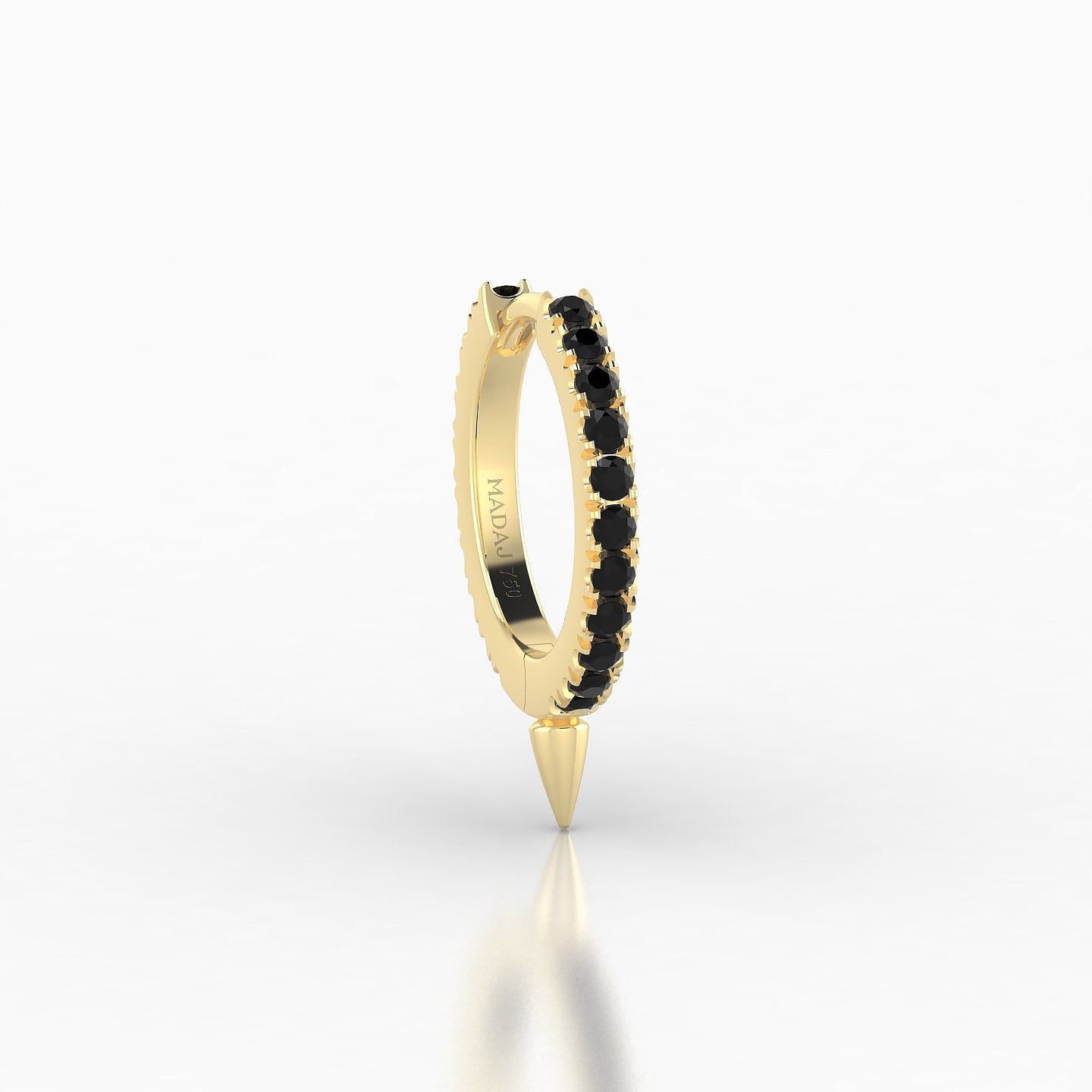 Xuan | 18k Yellow Gold 8 mm Spike Black Diamond Hoop Piercing