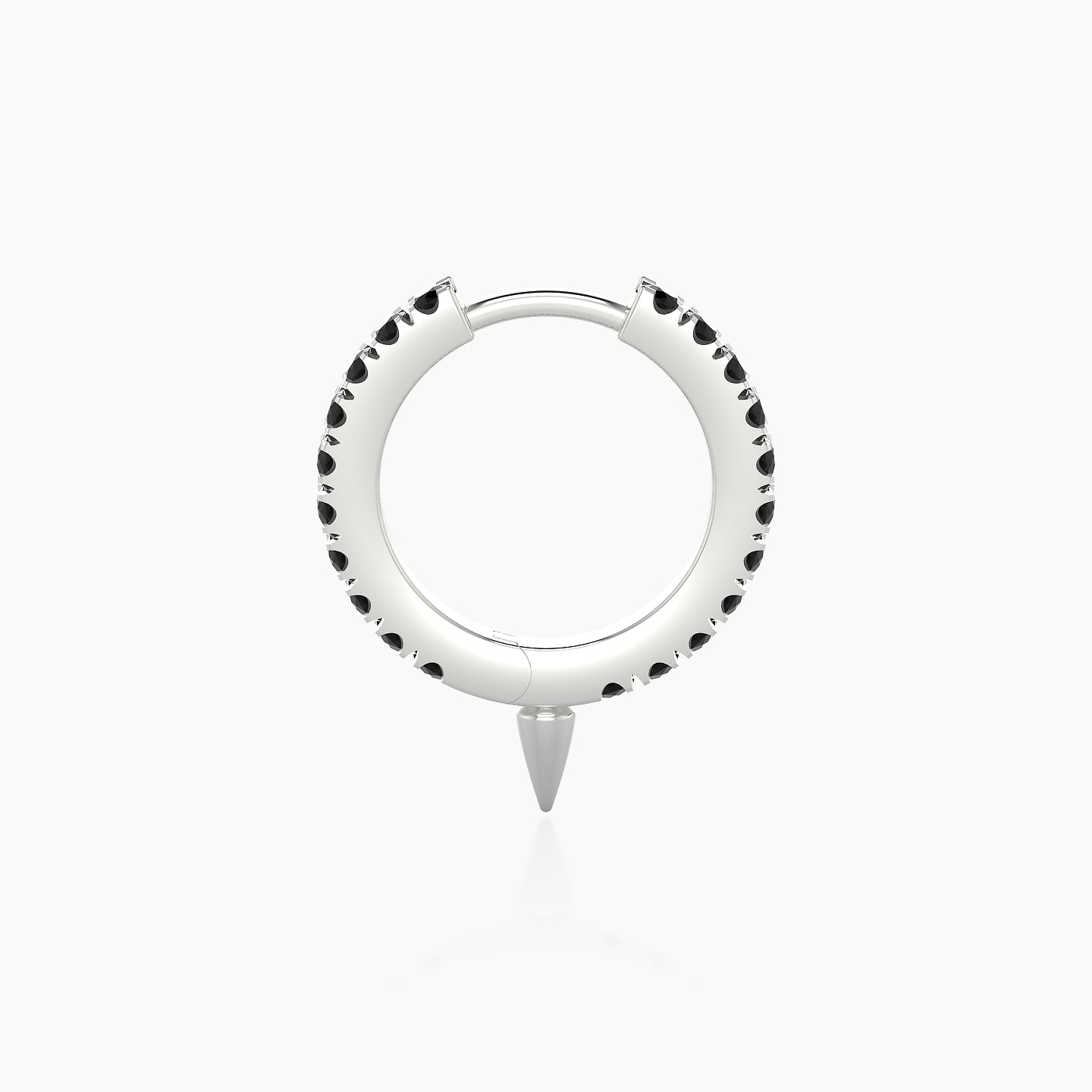 Xuan | 18k White Gold 8 mm Spike Black Diamond Hoop Piercing