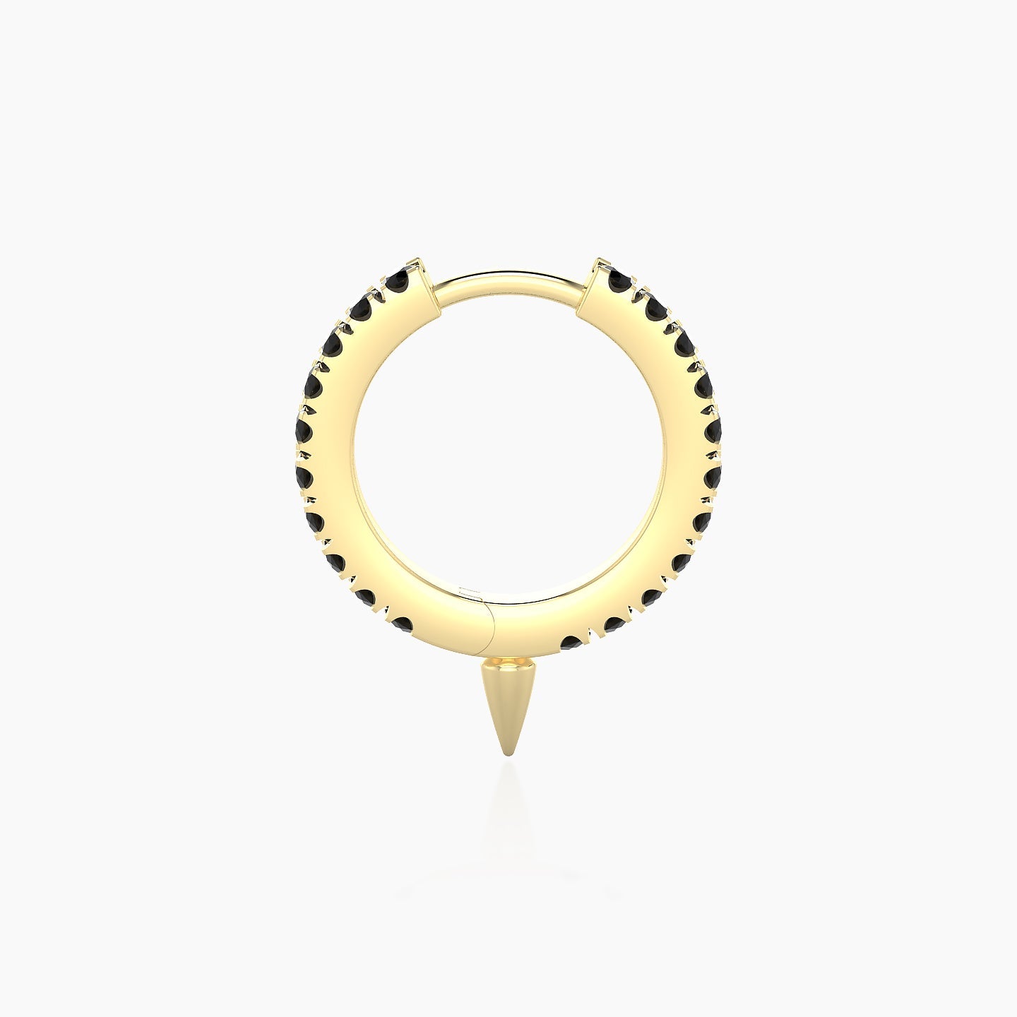 Xuan | 18k Yellow Gold 8 mm Spike Black Diamond Hoop Piercing