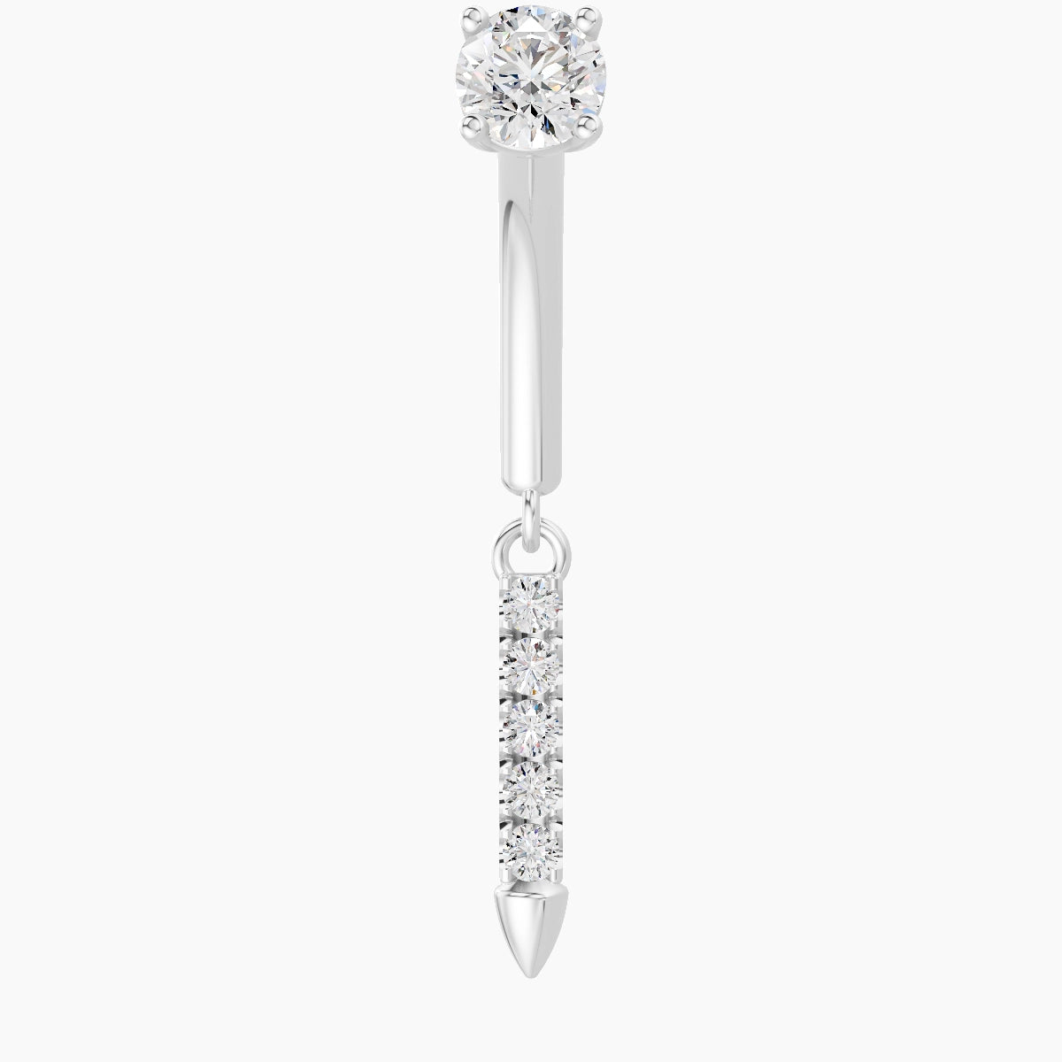 Xuan | Piercing Rook Spike Diamant Or Blanc 18k Hypoallergénique 8 mm
