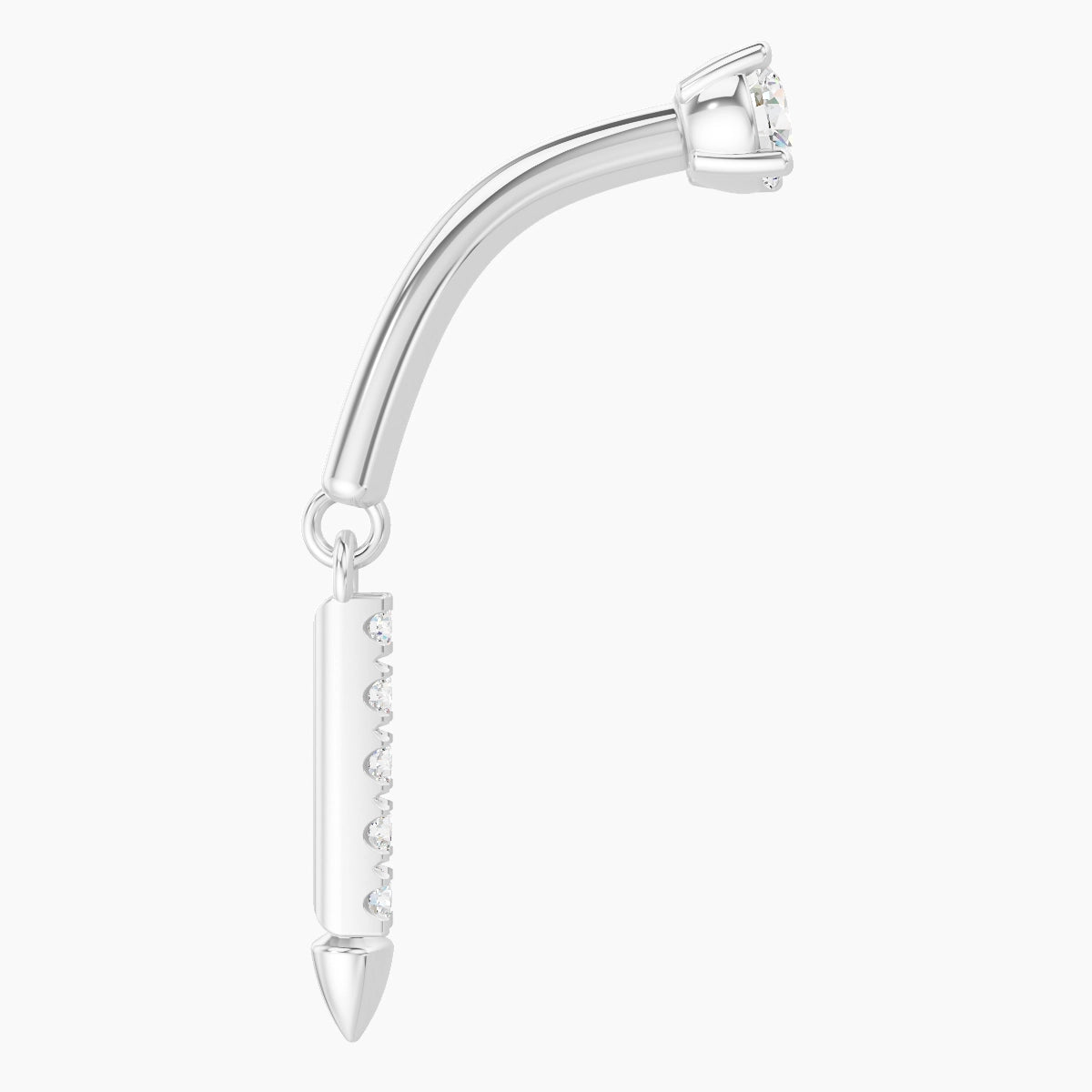 Xuan | Piercing Rook Spike Diamant Or Blanc 18k Hypoallergénique 8 mm