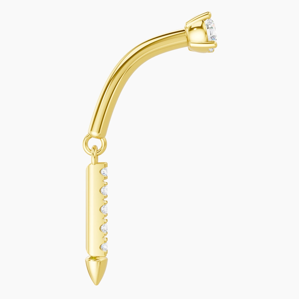 Xuan | Piercing Rook Spike Diamant Or Jaune 18k Hypoallergénique 8 mm