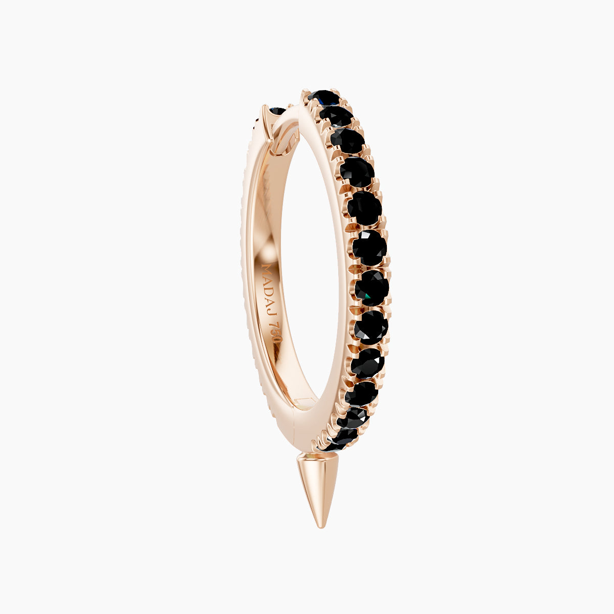 Xuan | 18k Rose Gold 9.5 mm Spike Black Diamond Hoop Piercing
