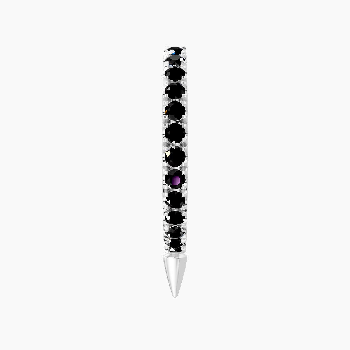 Xuan | 18k White Gold 9.5 mm Spike Black Diamond Hoop Piercing