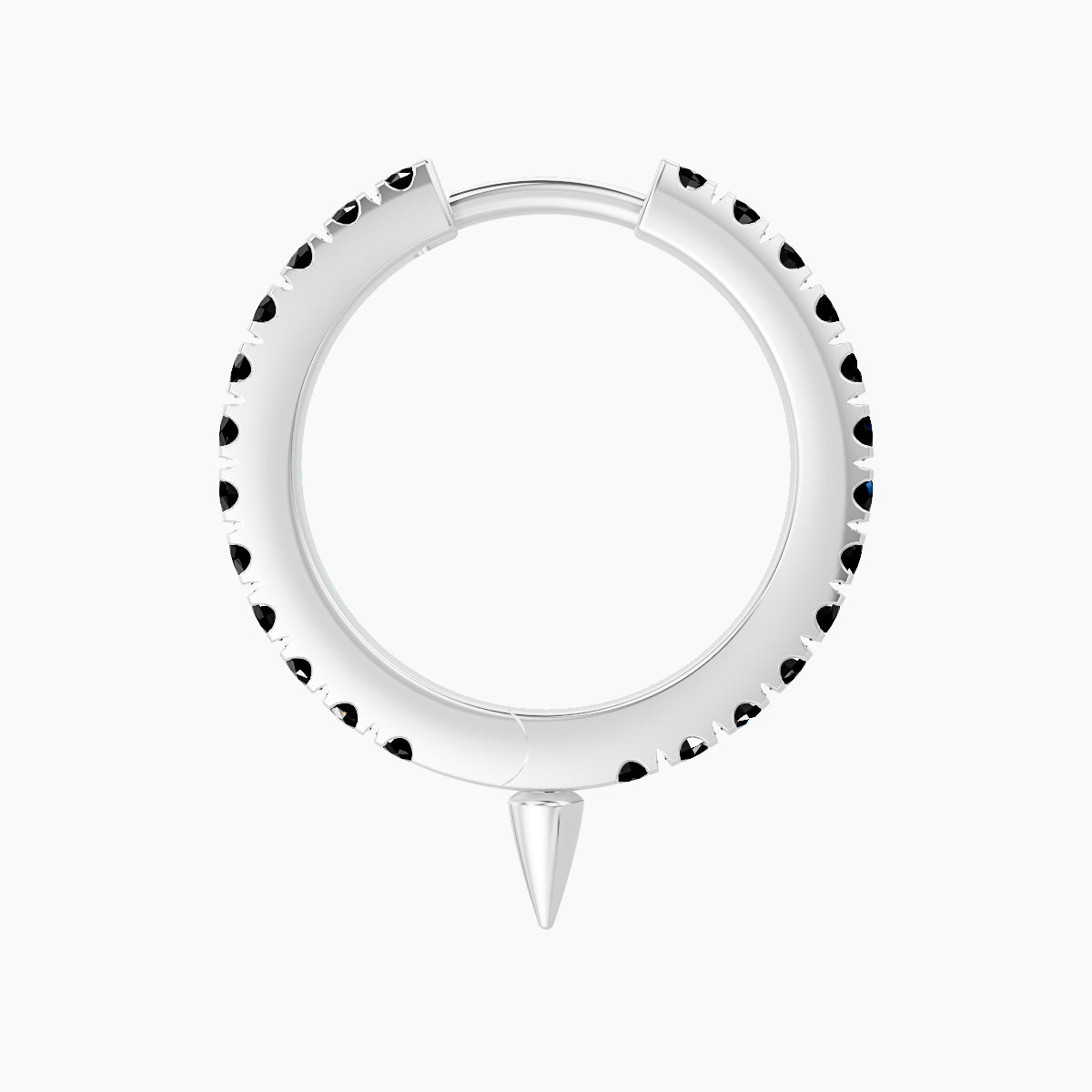 Xuan | 18k White Gold 9.5 mm Spike Black Diamond Hoop Piercing