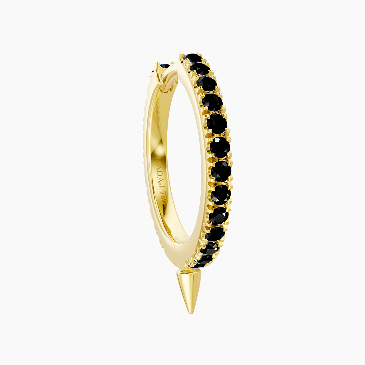 Xuan | 18k Yellow Gold 9.5 mm Spike Black Diamond Hoop Piercing