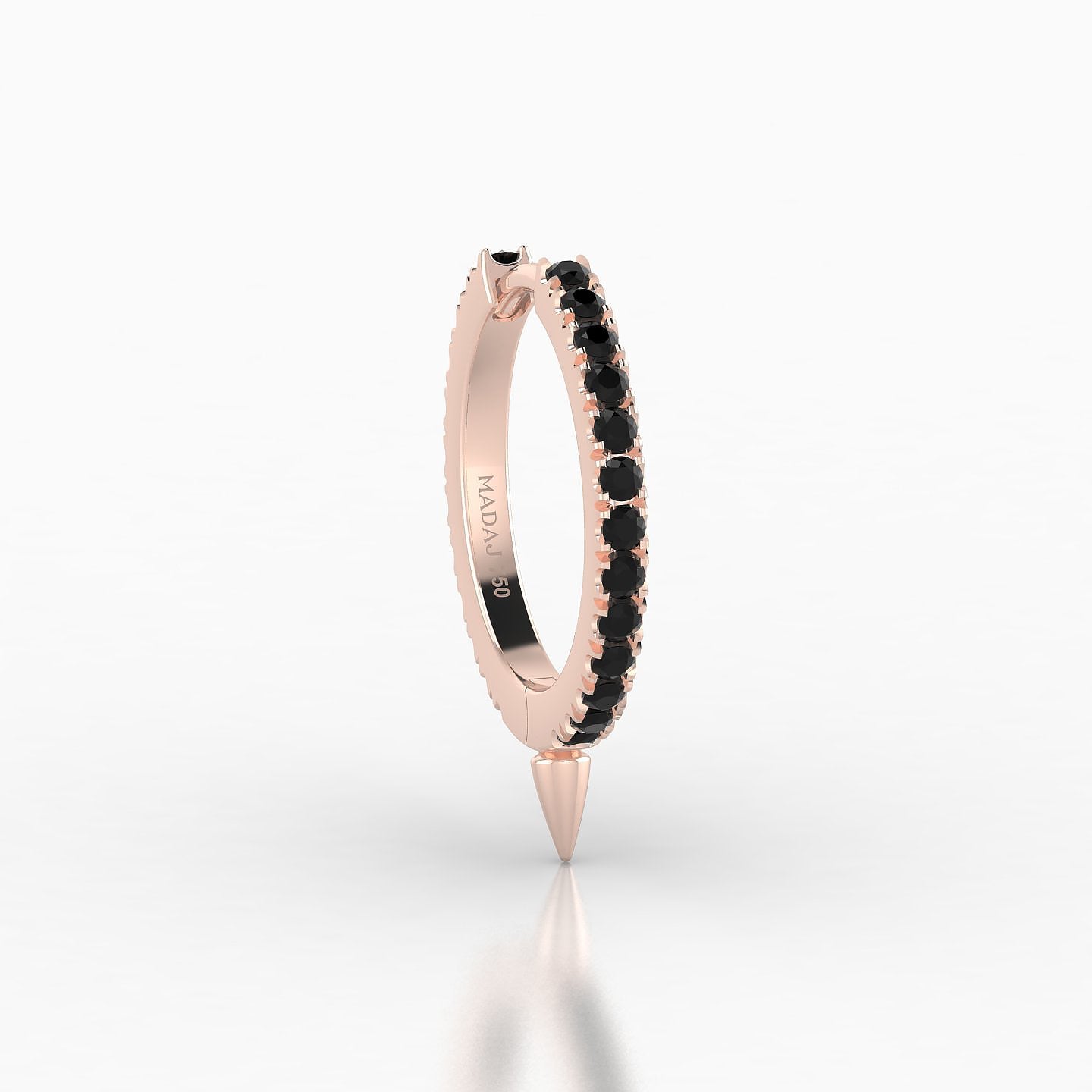 Xuan | 18k Rose Gold 9.5 mm Spike Black Diamond Hoop Piercing