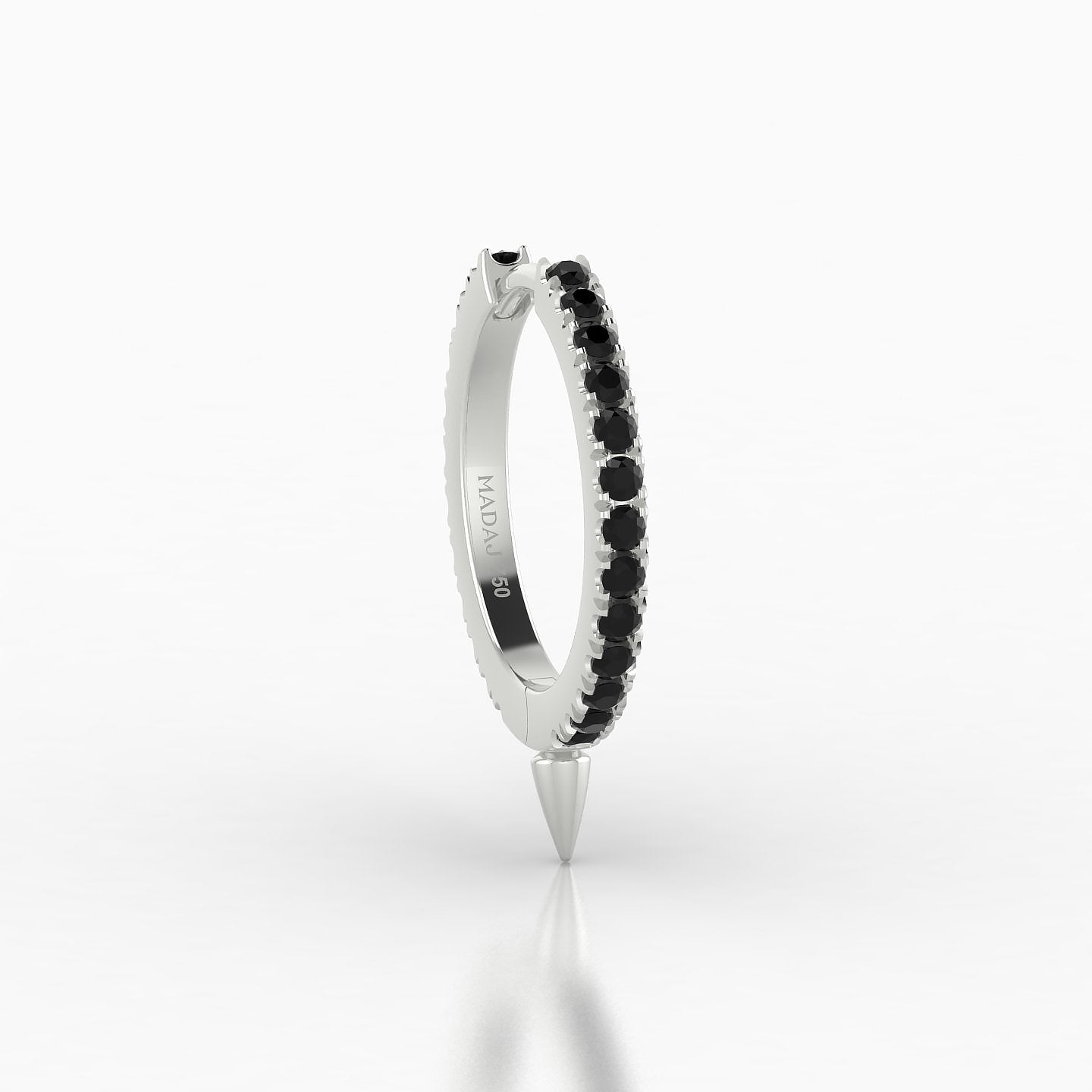 Xuan | 18k White Gold 9.5 mm Spike Black Diamond Hoop Piercing