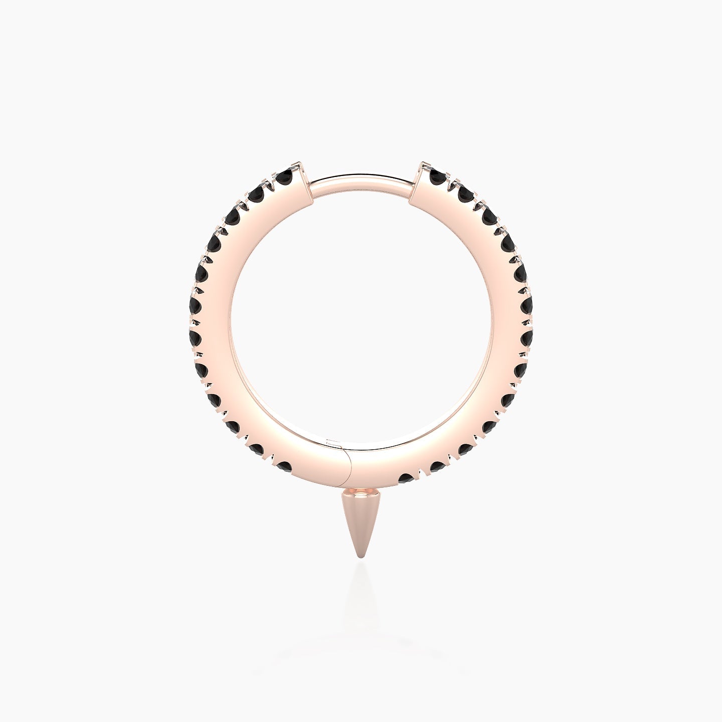 Xuan | 18k Rose Gold 9.5 mm Spike Black Diamond Hoop Piercing