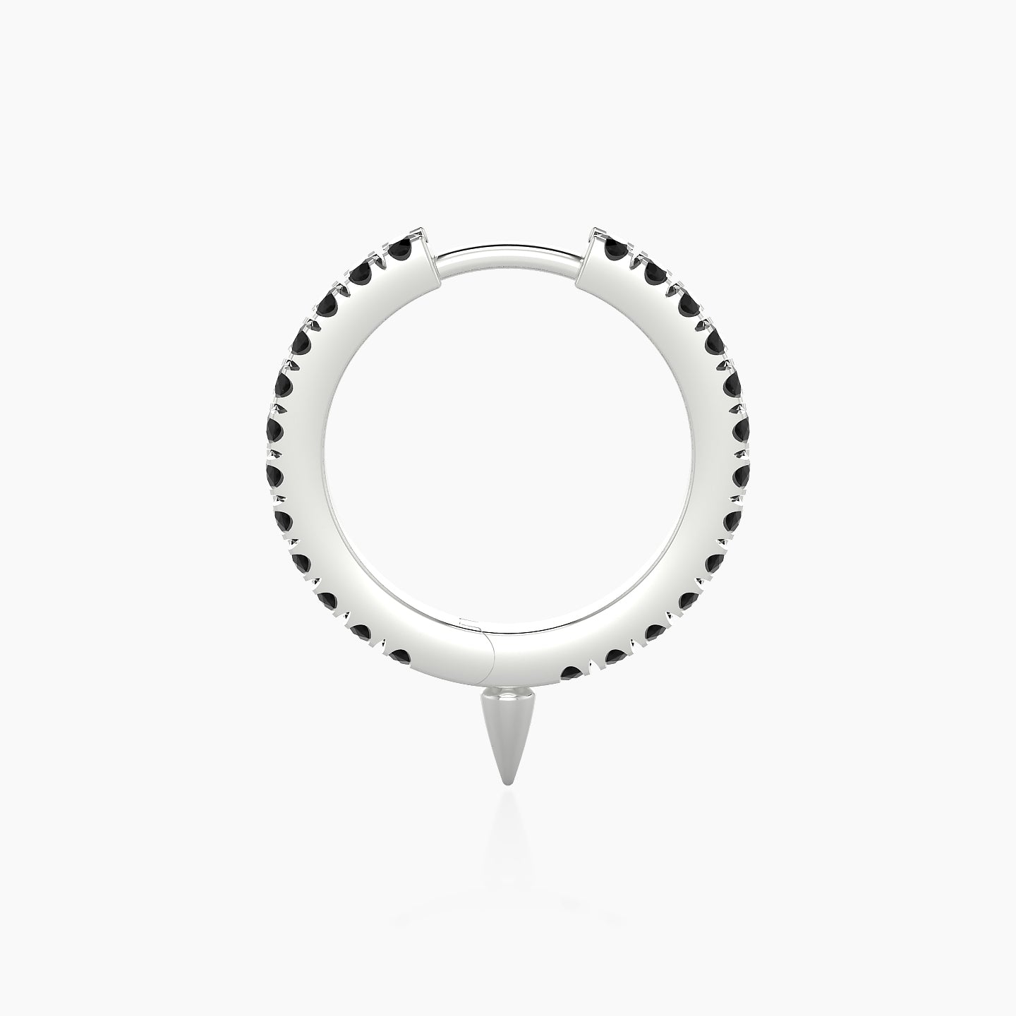 Xuan | 18k White Gold 9.5 mm Spike Black Diamond Hoop Piercing