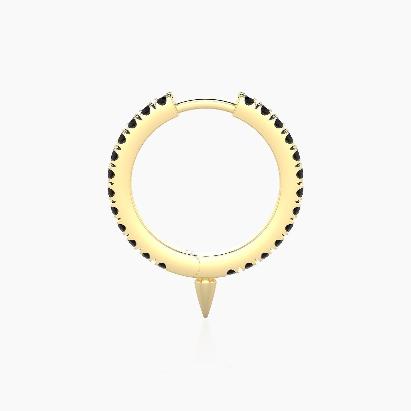 Xuan | 18k Yellow Gold 9.5 mm Spike Black Diamond Hoop Piercing